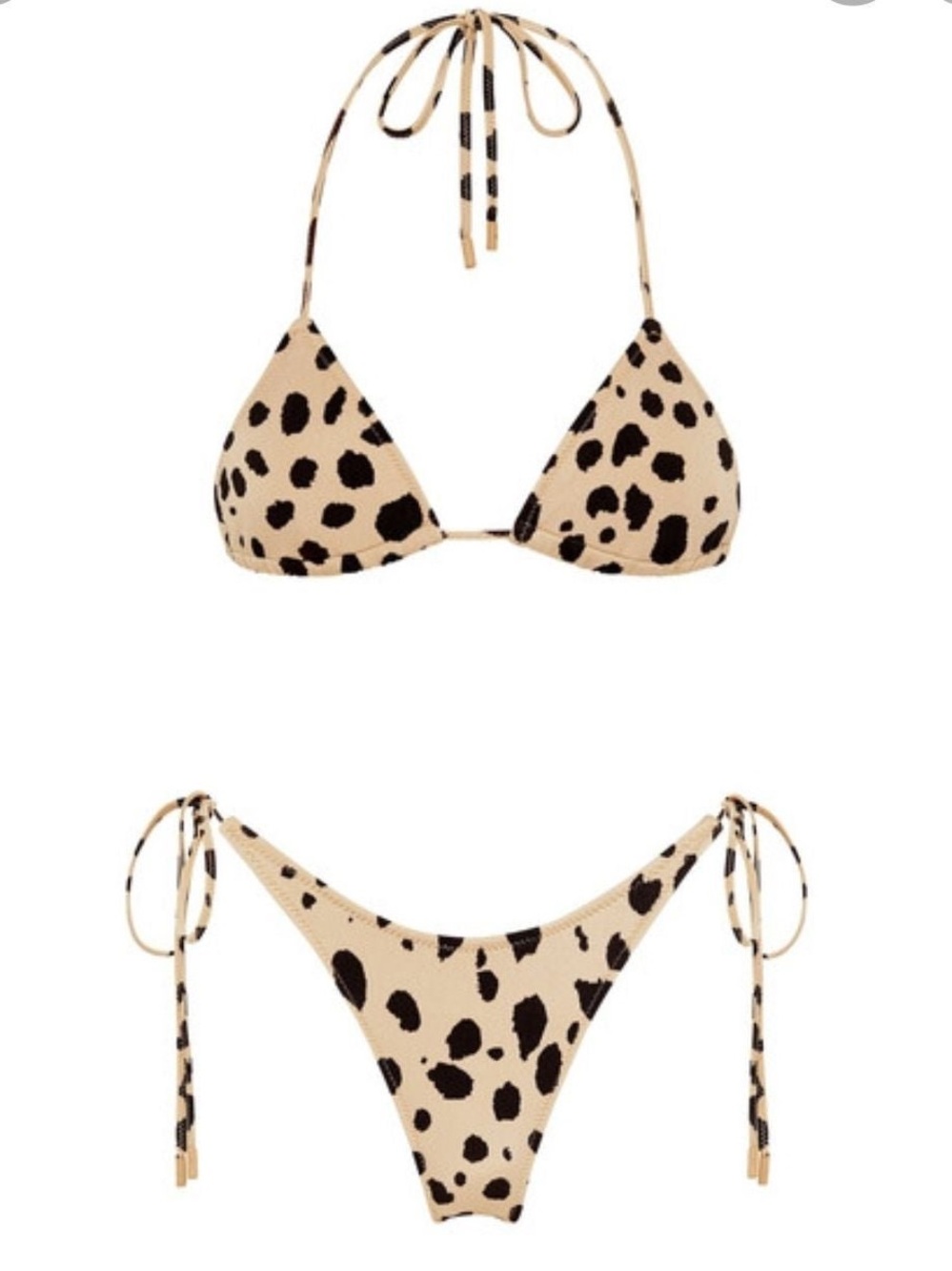 triangl swimwear Beige & Black Animal Spot Tie Bikini Set